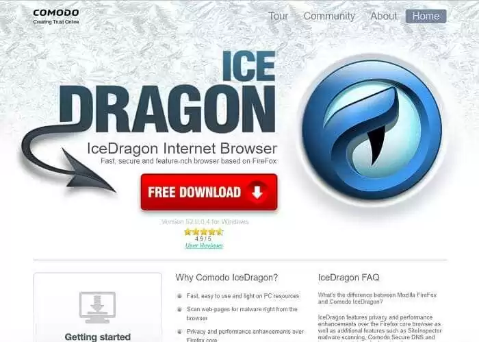 Download Comodo IceDragon Free Internet Browser 