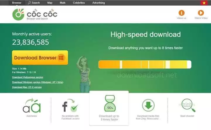 Download Côc Côc Free Web Browser - Start 8 Times Faster