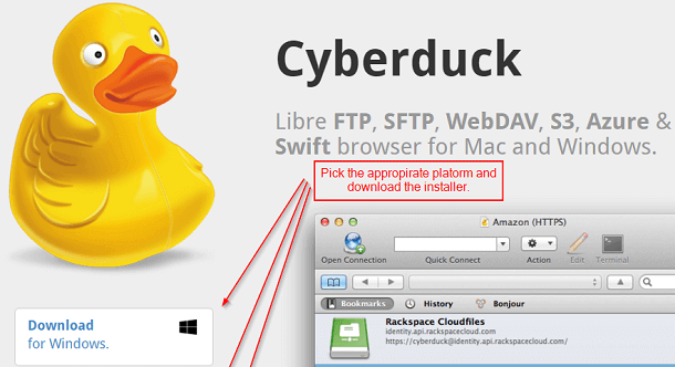 Download Cyberduck Free FTP Server Protocol for PC Mac